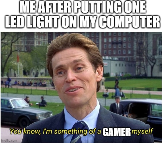 You know, I'm something of a _ myself | ME AFTER PUTTING ONE LED LIGHT ON MY COMPUTER; GAMER | image tagged in you know i'm something of a _ myself | made w/ Imgflip meme maker