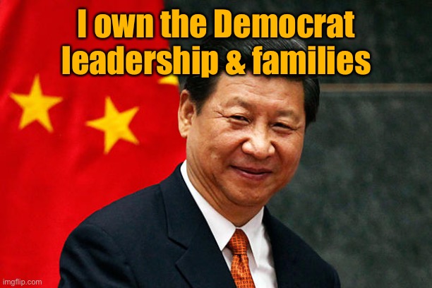 Xi Jinping | I own the Democrat leadership & families | image tagged in xi jinping | made w/ Imgflip meme maker