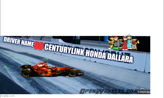 indy 500 pit stop 2 | DRIVER NAME; 33; CENTURYLINK HONDA DALLARA | image tagged in indycar series,indycar,open-wheel racing,motorsport | made w/ Imgflip meme maker