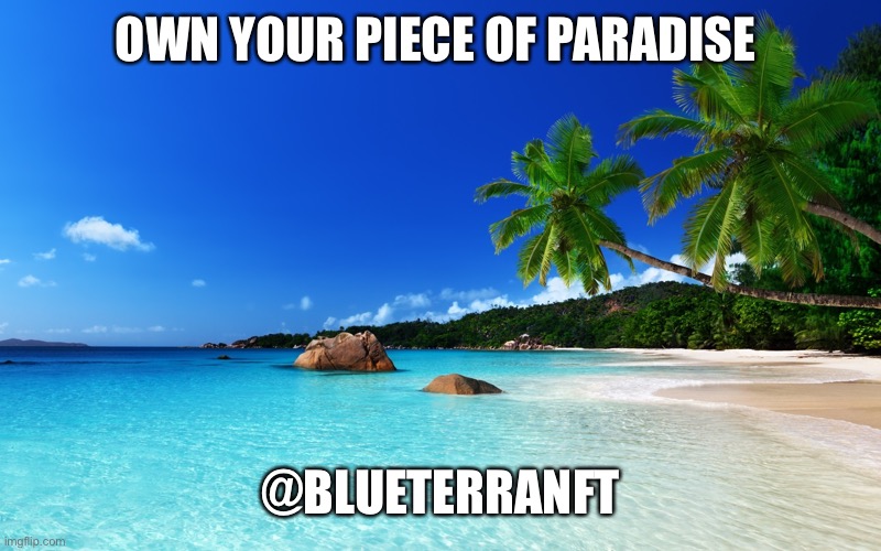 tropical island birthday | OWN YOUR PIECE OF PARADISE; @BLUETERRANFT | image tagged in tropical island birthday | made w/ Imgflip meme maker