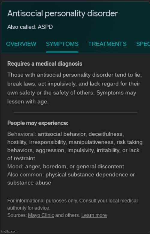 lol i have all of the symptoms of sociopathy/psychopathy but since im under 18 i cant be diagnosed | made w/ Imgflip meme maker