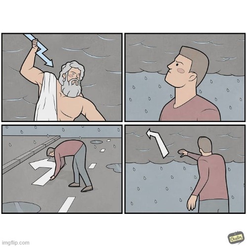 its on | image tagged in comics/cartoons,zeus,arrow | made w/ Imgflip meme maker