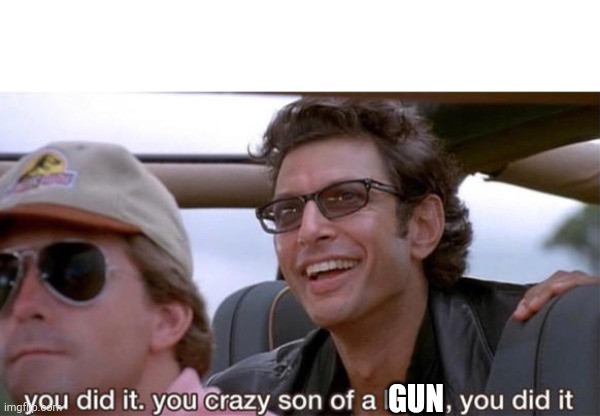 you crazy son of a bitch, you did it | GUN | image tagged in you crazy son of a bitch you did it | made w/ Imgflip meme maker