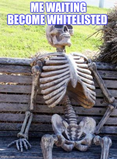 Waiting Skeleton | ME WAITING BECOME WHITELISTED | image tagged in memes,waiting skeleton | made w/ Imgflip meme maker