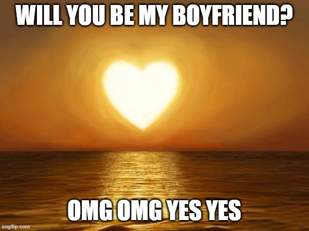 confess | WILL YOU BE MY BOYFRIEND? OMG OMG YES YES | image tagged in love | made w/ Imgflip meme maker