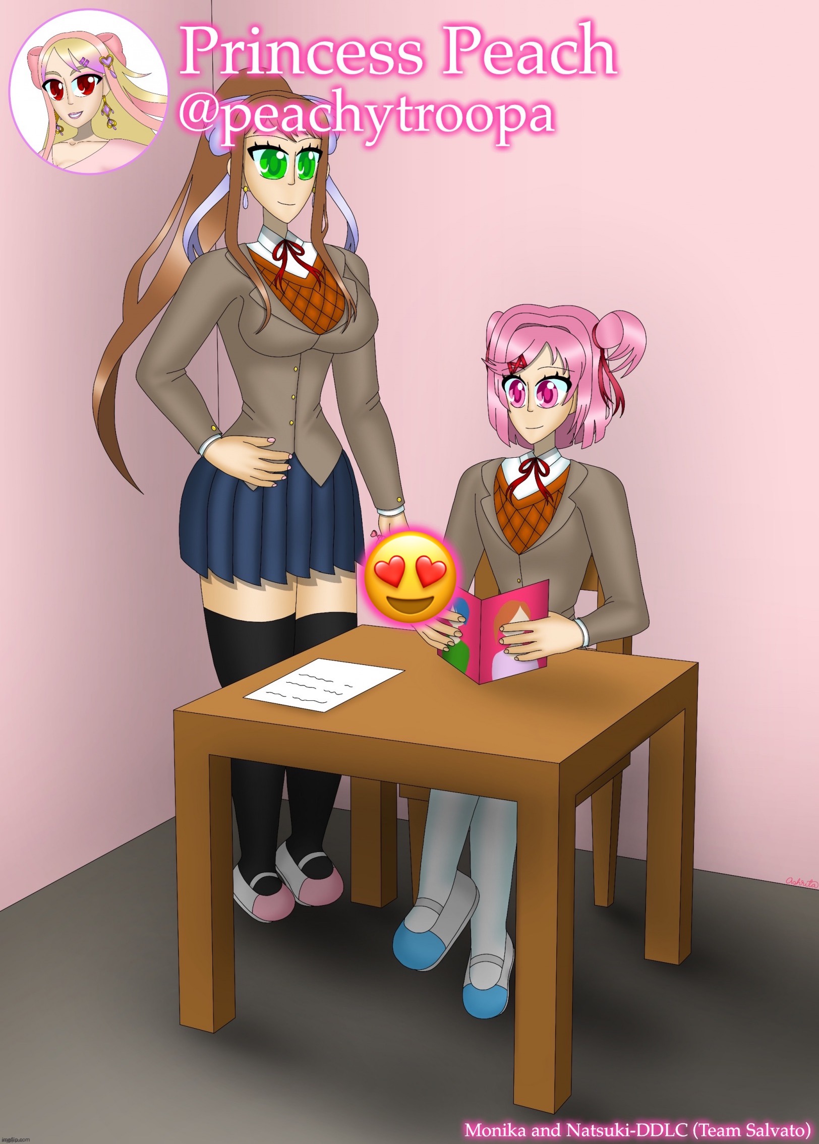 Monika and Natsuki | 😍 | image tagged in monika and natsuki | made w/ Imgflip meme maker