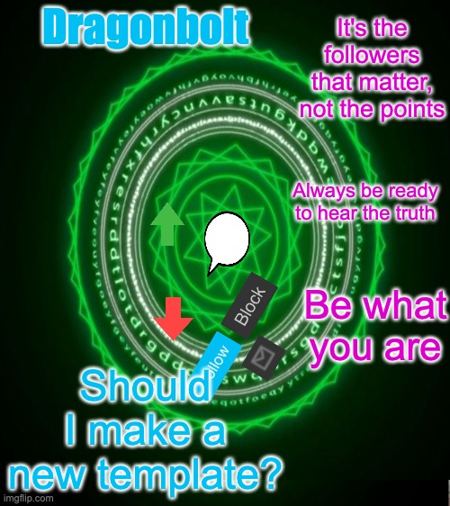 Dragonbolt; Should I make a new template? | image tagged in dr strange high effort temp | made w/ Imgflip meme maker