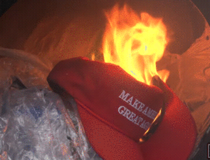 High Quality Burning MAGA hat Trump Republican Fire Blank Meme Template