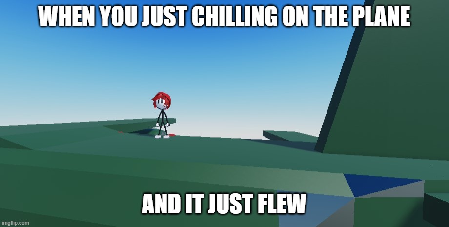 Plane Walking | WHEN YOU JUST CHILLING ON THE PLANE; AND IT JUST FLEW | image tagged in plane walking ellie rose | made w/ Imgflip meme maker