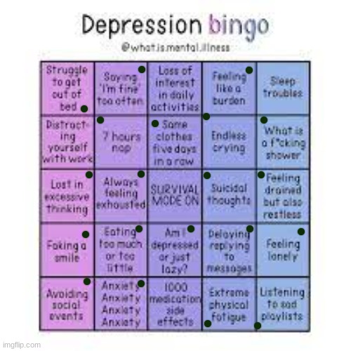 Bingo! | image tagged in depression,bingo | made w/ Imgflip meme maker