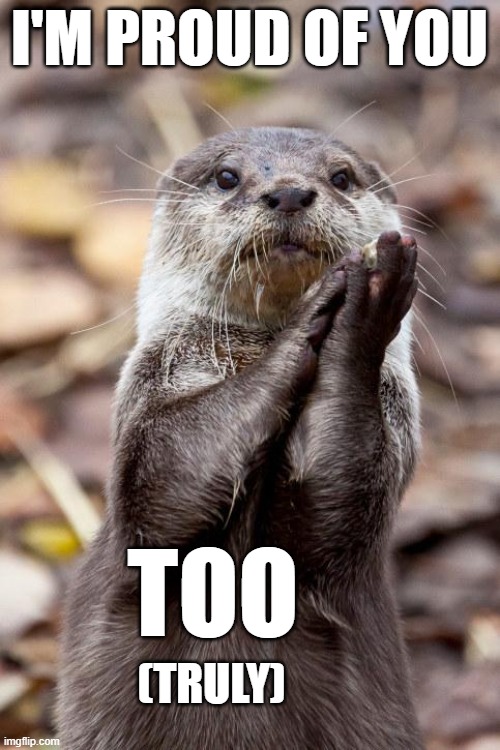 Slow-Clap Otter | I'M PROUD OF YOU TOO (TRULY) | image tagged in slow-clap otter | made w/ Imgflip meme maker