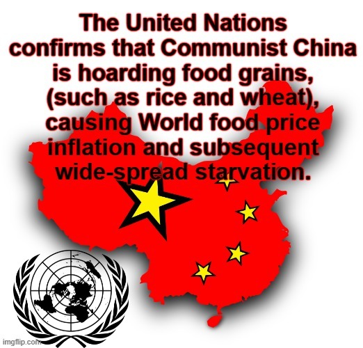 UN highlights Communist Chinese food hoarding | image tagged in rice | made w/ Imgflip meme maker