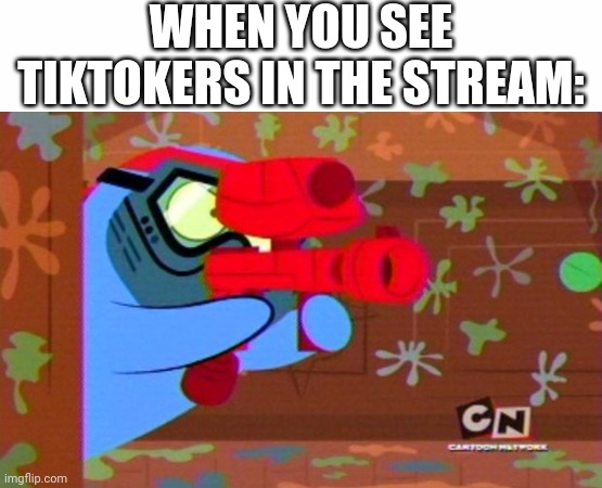  WHEN YOU SEE TIKTOKERS IN THE STREAM: | image tagged in white background | made w/ Imgflip meme maker