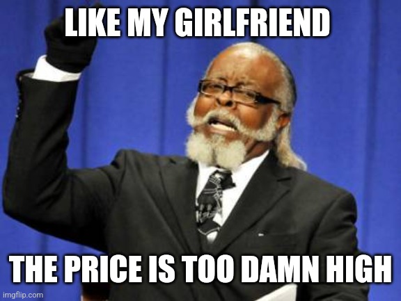 Highhhhhhhh | LIKE MY GIRLFRIEND; THE PRICE IS TOO DAMN HIGH | image tagged in memes,too damn high | made w/ Imgflip meme maker