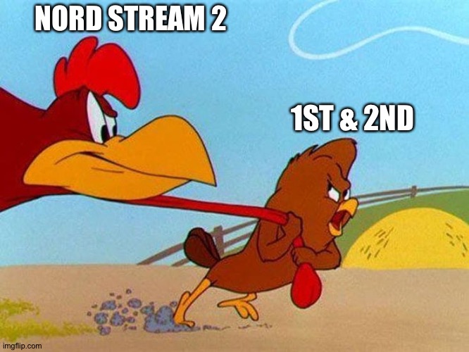 Foghorn Leghorn And Henery Hawk Misconceptional Alignment Meme | NORD STREAM 2; 1ST & 2ND | image tagged in foghorn leghorn and henery hawk misconceptional alignment,nazis,norway,deep state,russia,wwii | made w/ Imgflip meme maker