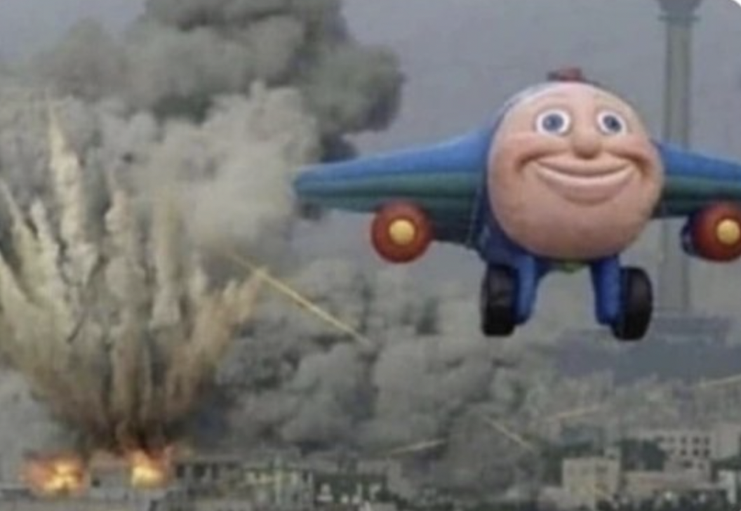 Plane running from fire Blank Meme Template