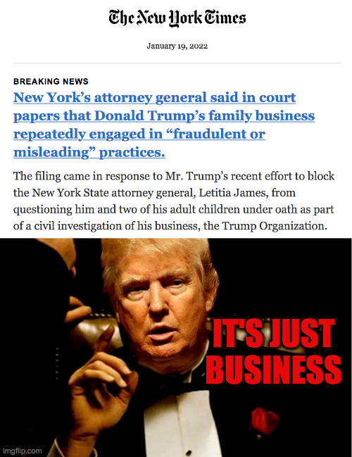 People who don't take bribes have no business in government! | IT'S JUST BUSINESS | image tagged in memes,trump fraud,godfather | made w/ Imgflip meme maker