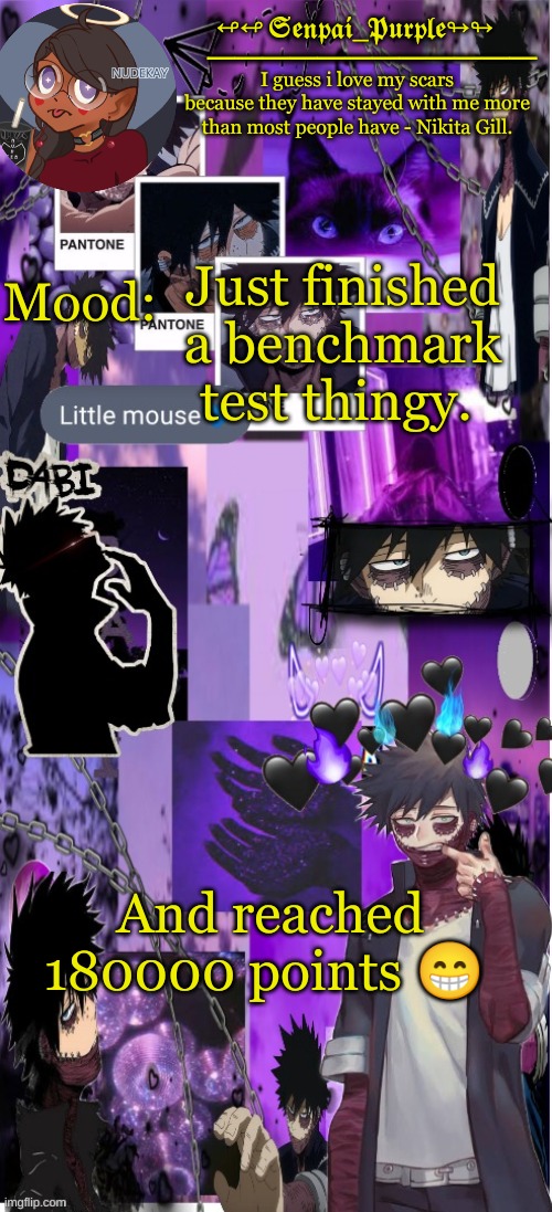 *happiness* | Just finished a benchmark test thingy. And reached 180000 points 😁 | image tagged in yes i made this a temp yet another anime boy temp uwu | made w/ Imgflip meme maker