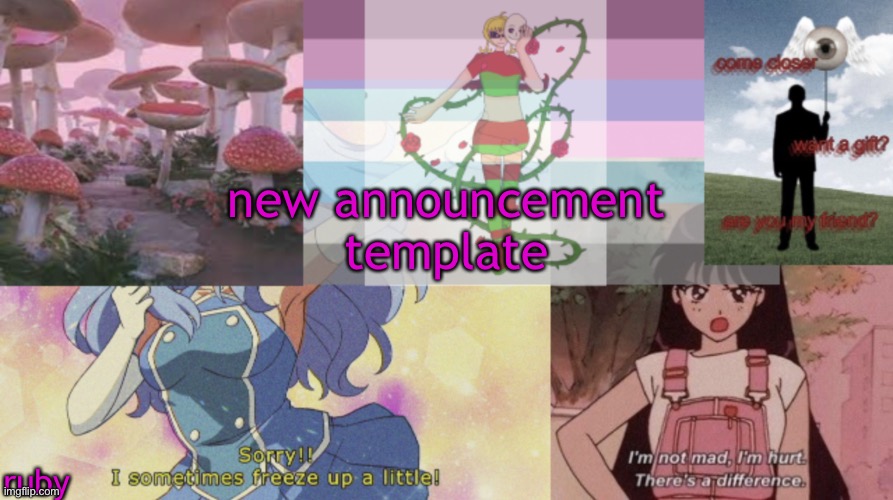new template | new announcement template; ruby | image tagged in ruby announcement | made w/ Imgflip meme maker