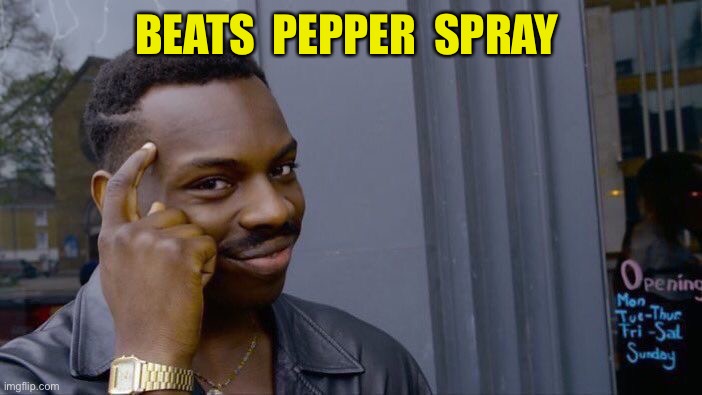 Roll Safe Think About It Meme | BEATS  PEPPER  SPRAY | image tagged in memes,roll safe think about it | made w/ Imgflip meme maker