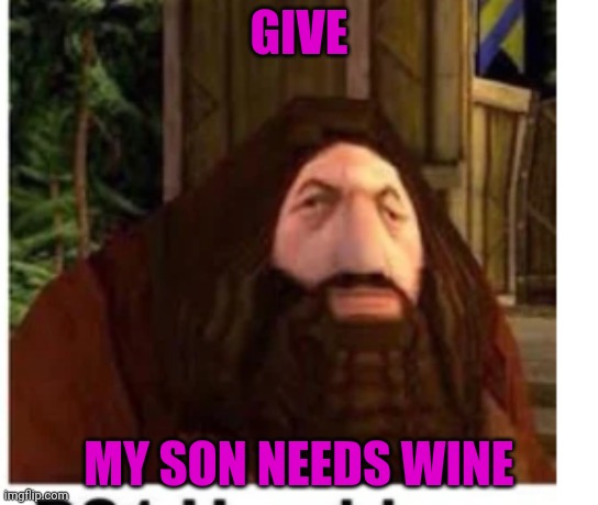 PS1 Hagrid | GIVE MY SON NEEDS WINE | image tagged in ps1 hagrid | made w/ Imgflip meme maker