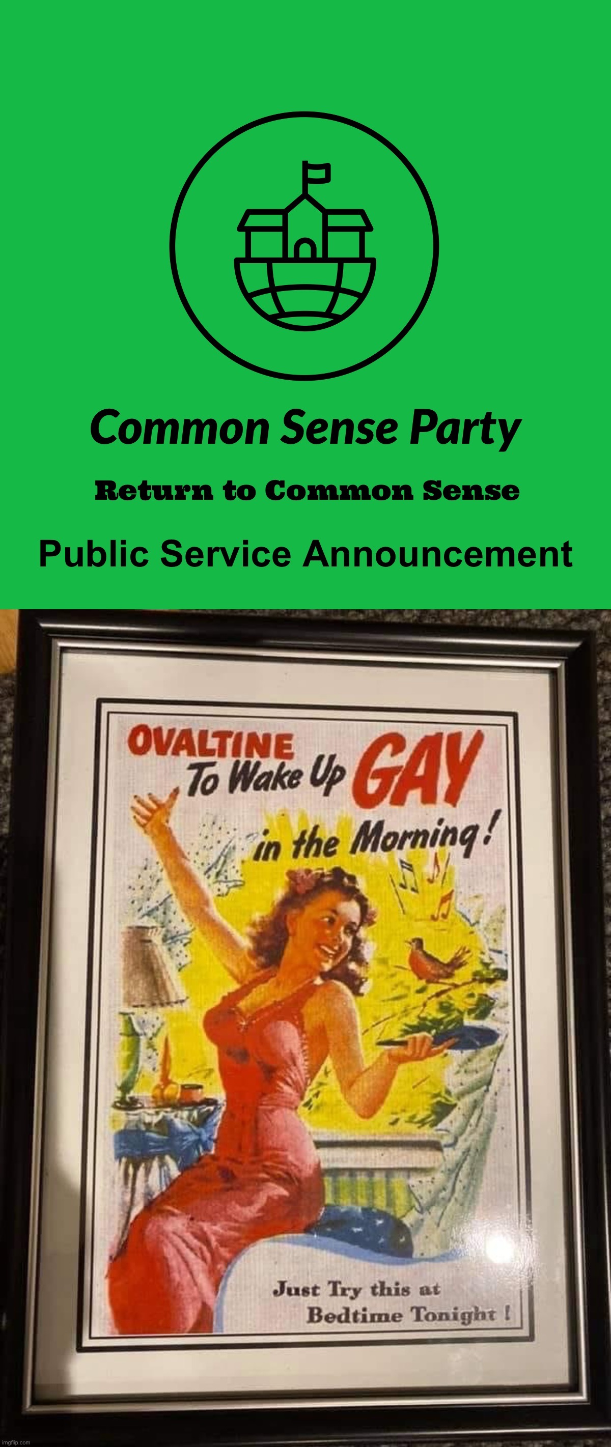 CSP nutritionists finally perfected a milk flavoring that turns you gay overnight, guaranteed — or your money back! | image tagged in csp public service announcement,ovaltine to wake up gay,ovaltine,turns,you,gay | made w/ Imgflip meme maker