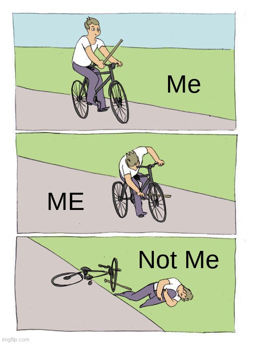 Me | Me; ME; Not Me | image tagged in memes,bike fall,me | made w/ Imgflip meme maker