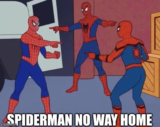 3 Spiderman Pointing | SPIDERMAN NO WAY HOME | image tagged in 3 spiderman pointing | made w/ Imgflip meme maker