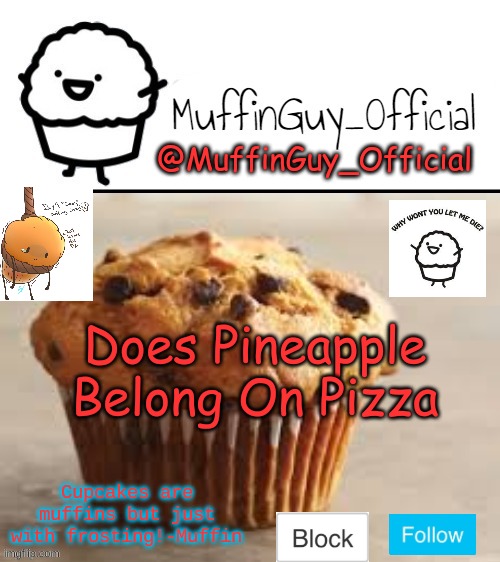 idk i think it does | Does Pineapple Belong On Pizza | image tagged in muffinguy_official's template | made w/ Imgflip meme maker