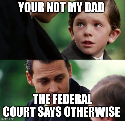 YOUR NOT MY DAD; THE FEDERAL COURT SAYS OTHERWISE | image tagged in dad,poop,fart,shit,pee,bullshit | made w/ Imgflip meme maker