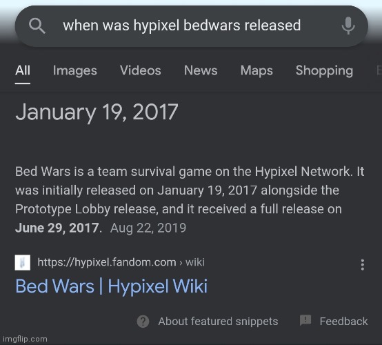 April 22, 2022, BedWars Wiki