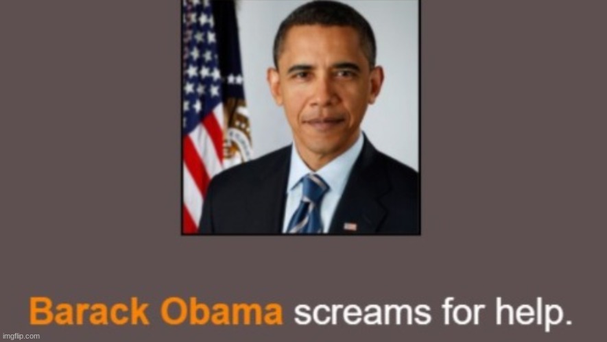Barack Obama screams for help. | image tagged in barack obama screams for help | made w/ Imgflip meme maker