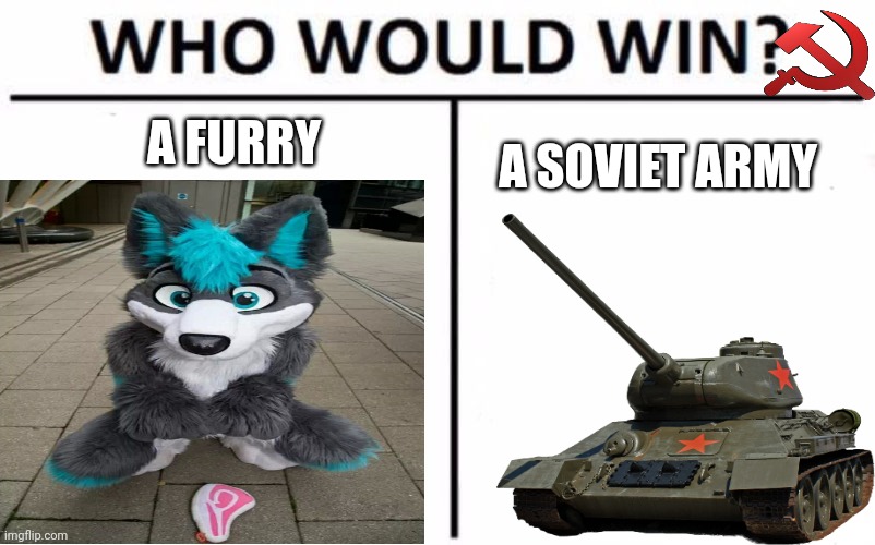 Who Would Win? Meme | A FURRY; A SOVIET ARMY | image tagged in memes,who would win | made w/ Imgflip meme maker