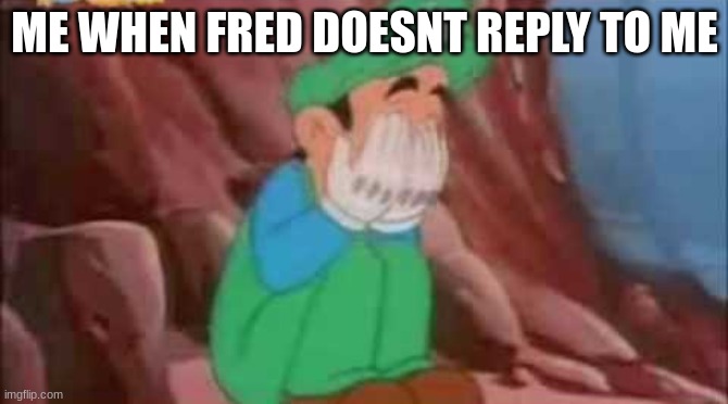 Luigi Crying | ME WHEN FRED DOESNT REPLY TO ME | image tagged in luigi crying | made w/ Imgflip meme maker