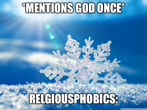 snowflake | *MENTIONS GOD ONCE*; RELGIOUSPHOBICS: | image tagged in snowflake | made w/ Imgflip meme maker