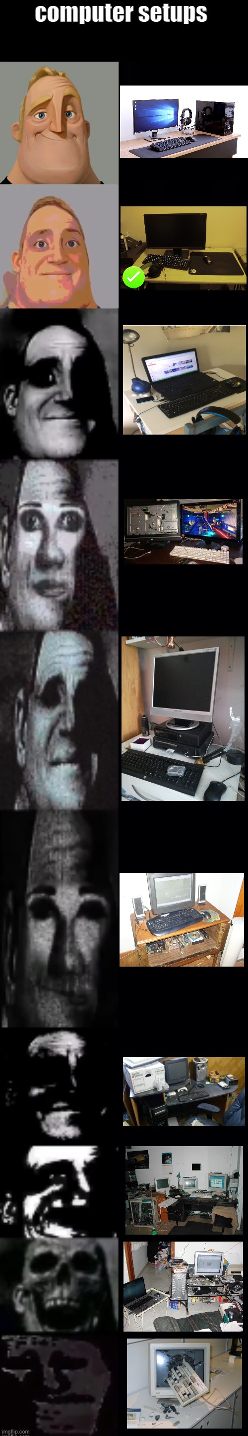 Mr. Incredible Becoming Uncanny | computer setups | image tagged in mr incredible becoming uncanny | made w/ Imgflip meme maker