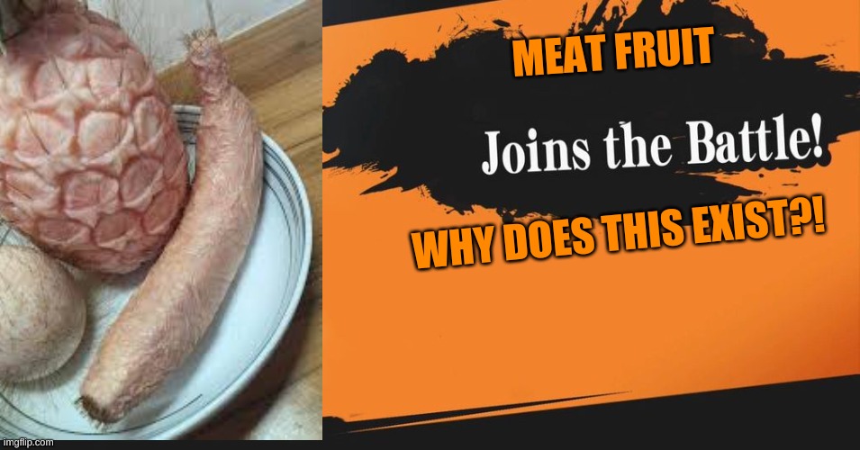 why... | MEAT FRUIT; WHY DOES THIS EXIST?! | image tagged in smash bros | made w/ Imgflip meme maker
