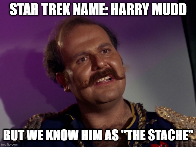 Change that Name | STAR TREK NAME: HARRY MUDD; BUT WE KNOW HIM AS "THE STACHE" | image tagged in i mudd star trek 001 | made w/ Imgflip meme maker