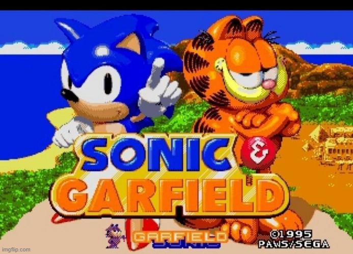 image tagged in sonic,garfield,sonic and knuckles,crossover,anime crossover,why tf you looking at these | made w/ Imgflip meme maker