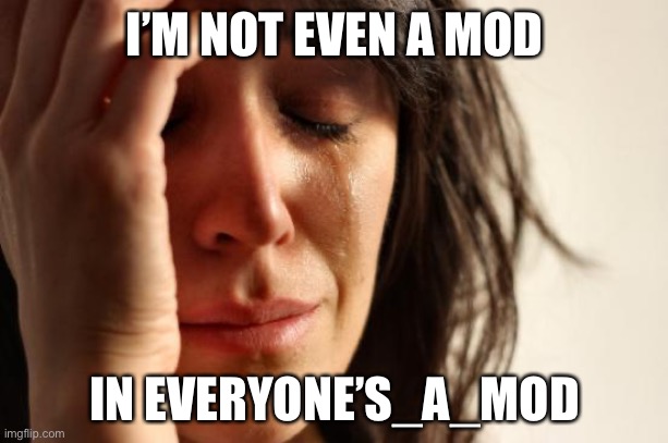 First World Problems | I’M NOT EVEN A MOD; IN EVERYONE’S_A_MOD | image tagged in memes,first world problems | made w/ Imgflip meme maker