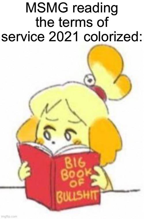 MSMG reading the terms of service 2021 colorized: | made w/ Imgflip meme maker