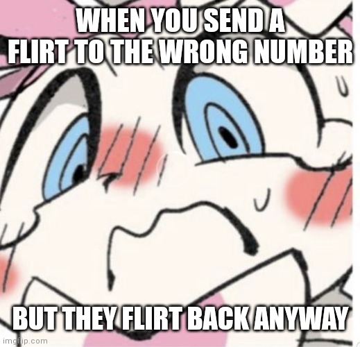 An Embarrassed Sylveon |  WHEN YOU SEND A FLIRT TO THE WRONG NUMBER; BUT THEY FLIRT BACK ANYWAY | image tagged in sylveon blushing,embarrassed,flirt,wrong number,reply,texting | made w/ Imgflip meme maker