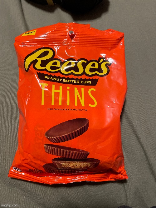 I can’t wait to enjoy some reese’s peanut butter cups thins | made w/ Imgflip meme maker