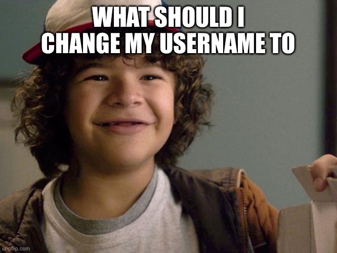 B | WHAT SHOULD I CHANGE MY USERNAME TO | image tagged in dustin lmao | made w/ Imgflip meme maker