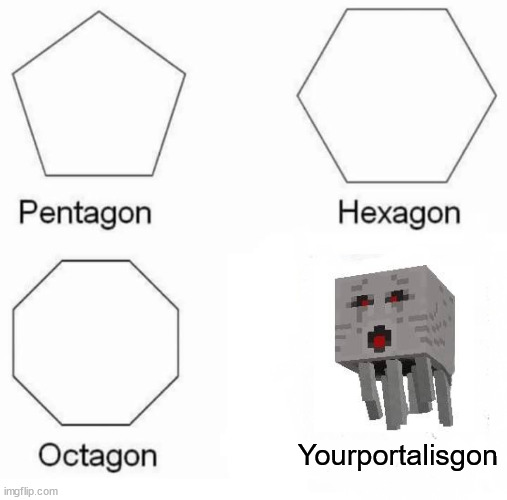 oh no i didnt bring flint and steel | Yourportalisgon | image tagged in pentagon hexagon octagon | made w/ Imgflip meme maker