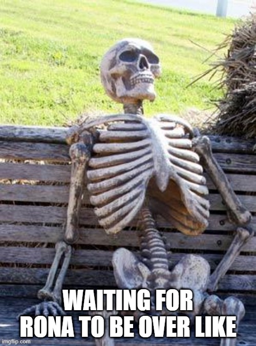 Waiting for rona to be over like | WAITING FOR RONA TO BE OVER LIKE | image tagged in memes,waiting skeleton | made w/ Imgflip meme maker