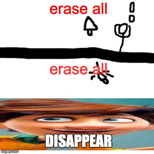 Erased drawings | erase all; erase all; DISAPPEAR | image tagged in memes,blank transparent square | made w/ Imgflip meme maker