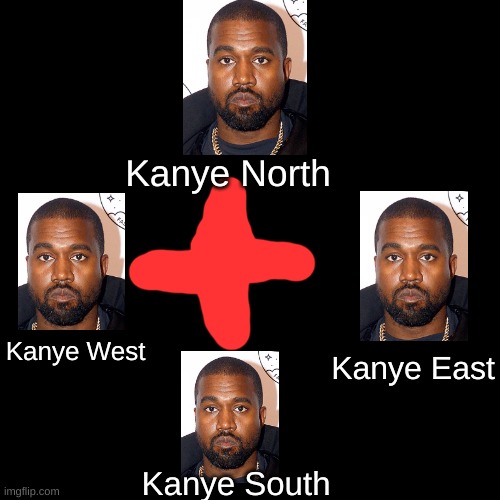 Just a little dad humor | Kanye North; Kanye East; Kanye West; Kanye South | image tagged in memes,blank transparent square,kanye west,dad jokes | made w/ Imgflip meme maker