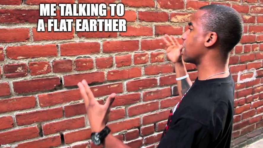 Talking to wall | ME TALKING TO A FLAT EARTHER | image tagged in talking to wall | made w/ Imgflip meme maker