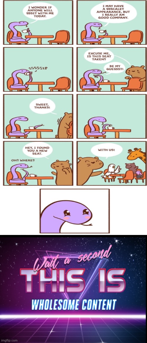 awesome | image tagged in double long black template,wholesome,cute,comic,animal,rip hapithechaoticwolf | made w/ Imgflip meme maker